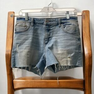 INC Denim Shorts Distressed Raw Hem‎ Light Wash Denim Casual Cute Size 4